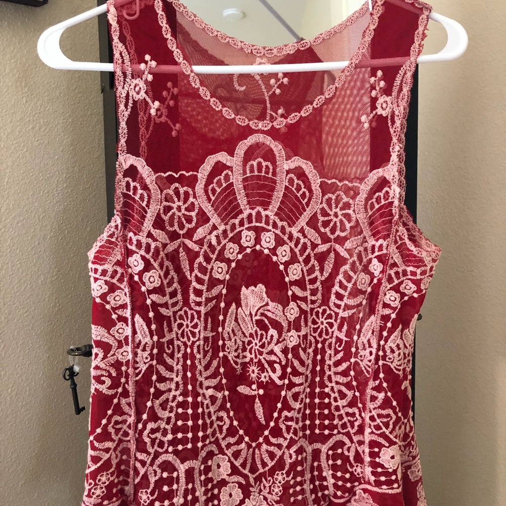 Red embroidered top